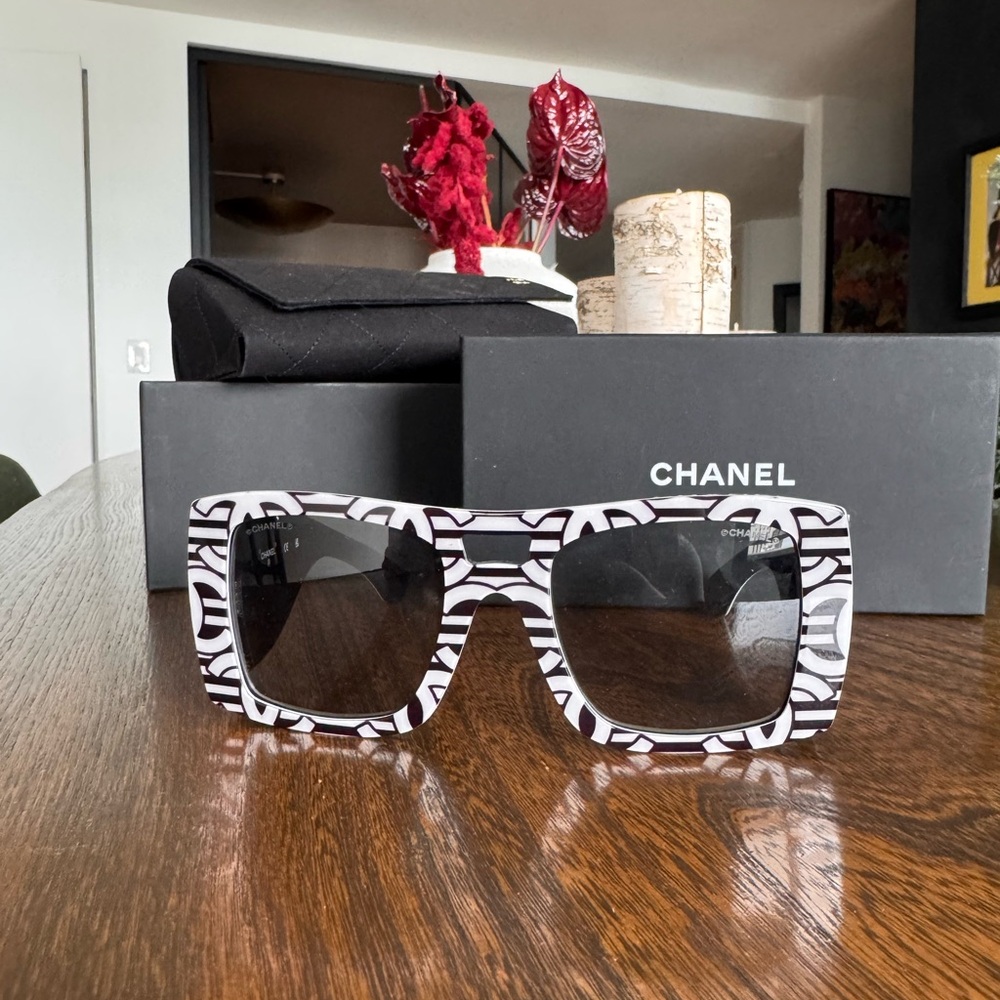 Chanel Monochrome Patterned Sunglasses